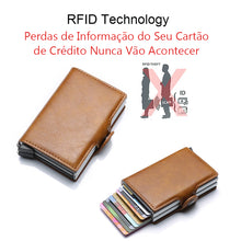 Carregar imagem no visualizador da galeria, CASE CARTEIRA METAL E COURO | CARTÃO CRÉDITO, DINHEIRO | Proteção RFID Anti Fraude de Cartão de Crédito