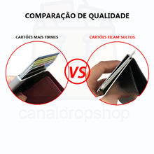 Carregar imagem no visualizador da galeria, CASE CARTEIRA METAL E COURO | CARTÃO CRÉDITO, DINHEIRO | Proteção RFID Anti Fraude de Cartão de Crédito
