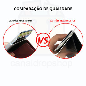 CASE CARTEIRA METAL E COURO | CARTÃO CRÉDITO, DINHEIRO | Proteção RFID Anti Fraude de Cartão de Crédito