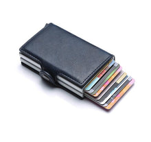 Carregar imagem no visualizador da galeria, Qualidade superior rfid carteira de homens saco de dinheiro mini bolsa masculina de alumínio cartão pequena carteira embreagem carteira de couro fino 2019
