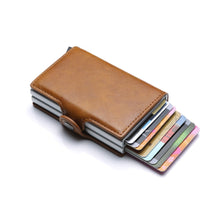 Carregar imagem no visualizador da galeria, Qualidade superior rfid carteira de homens saco de dinheiro mini bolsa masculina de alumínio cartão pequena carteira embreagem carteira de couro fino 2019
