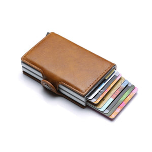 Qualidade superior rfid carteira de homens saco de dinheiro mini bolsa masculina de alumínio cartão pequena carteira embreagem carteira de couro fino 2019