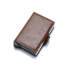 Carregar imagem no visualizador da galeria, Qualidade superior rfid carteira de homens saco de dinheiro mini bolsa masculina de alumínio cartão pequena carteira embreagem carteira de couro fino 2019
