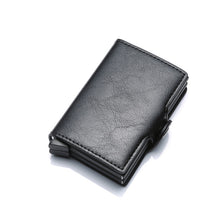 Carregar imagem no visualizador da galeria, Qualidade superior rfid carteira de homens saco de dinheiro mini bolsa masculina de alumínio cartão pequena carteira embreagem carteira de couro fino 2019
