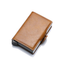 Carregar imagem no visualizador da galeria, Qualidade superior rfid carteira de homens saco de dinheiro mini bolsa masculina de alumínio cartão pequena carteira embreagem carteira de couro fino 2019

