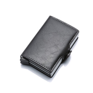 Qualidade superior rfid carteira de homens saco de dinheiro mini bolsa masculina de alumínio cartão pequena carteira embreagem carteira de couro fino 2019