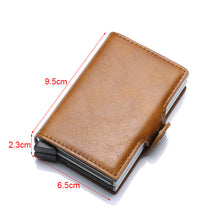 Carregar imagem no visualizador da galeria, Qualidade superior rfid carteira de homens saco de dinheiro mini bolsa masculina de alumínio cartão pequena carteira embreagem carteira de couro fino 2019
